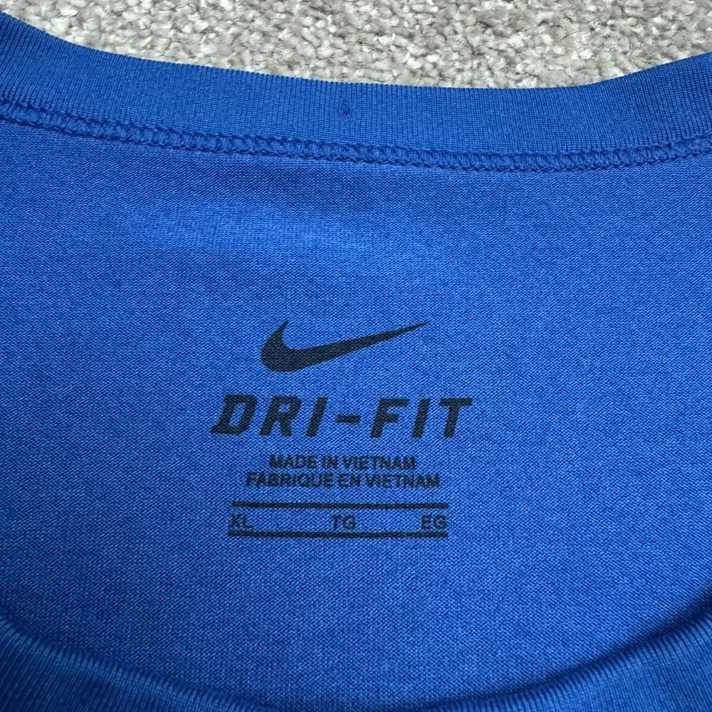 Nike Dri-FIT Sleeveless Training Tank Top Men XL Blue Active Shirt Swoosh GUC